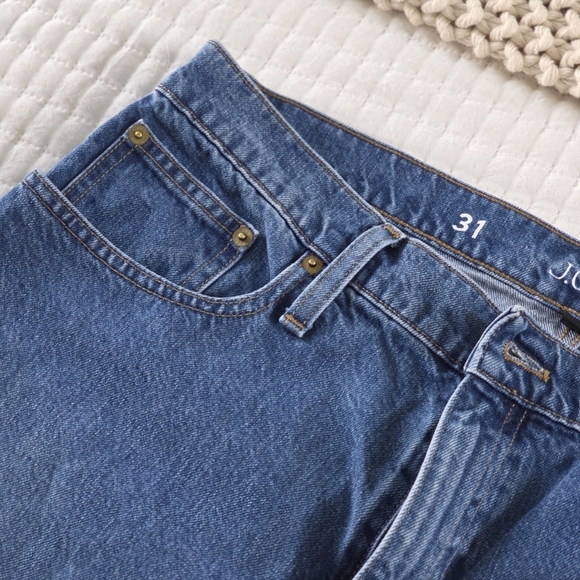 J.Crew Mid-Rise Slouchy Straight Leg Raw Hem Jeans in Blue, Size 31 - Picture 7 of 10